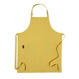 LINUM SARA Traditional Apron for Adults Women Men 90 cm Adjustable Strap 100% Cotton Machine Washable Mustard Yellow