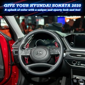 x xotic tech Paddle Shifter Extension Interior Shift Cover Trim Compatible with Hyundai Genesis G70 2018-2025, Sonata 2020-2023, Tucson 2022-2024, Santa Cruz 2020-2024, Elantra 2021-2023, Red Aluminum