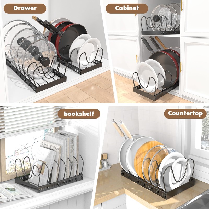 2PACK Pot Lid Organizers Inside Cabinet for Kitchen, Pots and
