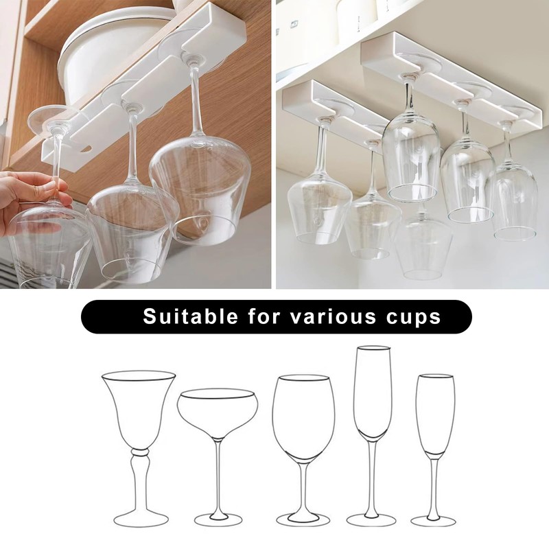 Vaisoeny Wine Glass Holder, 2 Pack, No Drilling Required, Hanging