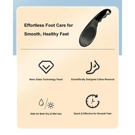 Nano-Glass Foot File Foot Callus Remover with Glass Etching Technology Portable Handheld Sized Foot Scraper for Cracked Heel for Wet and Dry Feet (Mysterious Black)