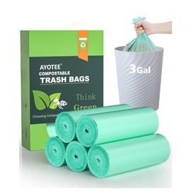 Compost Bags 3 Gallon 125 Packs,AYOTEE Compostable Trash Bags 3 Gallon, Small Biodegradable Trash Bags