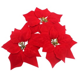 Lorigun 8" Artificial Poinsettia Fake Christmas Flowers Red Silk Realistic Flowers Christmas Tree Ornaments Decoration Xmas Wreaths Decor 12 Pcs Fake Flowers Heads