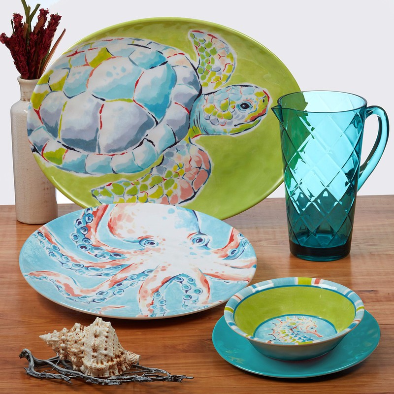 Certified International Deep Sea 12 pc Melamine Dinnerware Set, Service