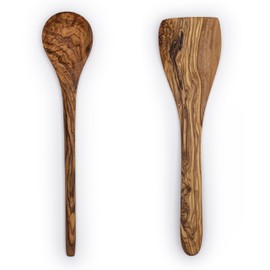 Sainte Olive 12 inch Handmade Olive Wood Cooking Spoon & Spatula Set