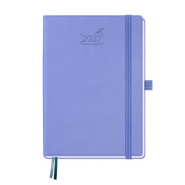 BEZEND 2027 Diary A5 Week to View with Vertical Timeslots Hardback Weekly Planner with Monthly Tabs, Pen Holder & 100 gsm Paper. Appointment Diary for Work Professionals, Vegan Leather, Cornflower