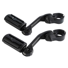 XFMT 1.25" Long Angled Adjustable Highway Footpegs Crash Bar Foot Rests Universal Fits For Harley Davidson Honda Kawasaki Suzuki Yamaha (Matte Black Style 1)