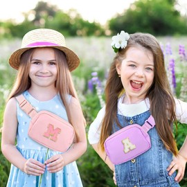 Sienien Fanny Pack For Girls Birthday Christmas Gifts Idea For 4 5 6 7 8 9 10 11 12 13 Year Old Kids Cute Trendy Belt Bag Fashionable Waist Packs Crossbody Bag Initial Letter M Pink