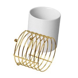 OHPHCALL Ceramic Pen Holder with Stand Stylish Desk Organizer for Makeup Brushes and Stationery Design for Home Office and School Use