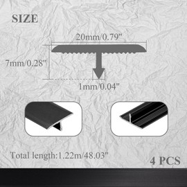 MXCELL 4pcs Black T Molding Floor Transition Strip, 4ft x 0.8in Aluminum Laminate Transition Strip for Flooring - Floor Flat Divider Strip Doorway Edge Trim for Joining Floor Gaps, Threshold