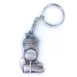 SHOP AWARDS AND GIFTS Golf Club Bag Keyring and Keychain, Novelty Sports Themed Gifts for Men and Women, Antique Pewter, Pack of 3