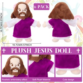 Barydat 6 Pcs Jesus Plush Toy 6 Inch Jesus Stuffed Doll Christian Gifts Jesus Plushie Christ Religious Savior Jesus for Church Sunday School Christmas Baptism Gifts Party Favors(Purple)