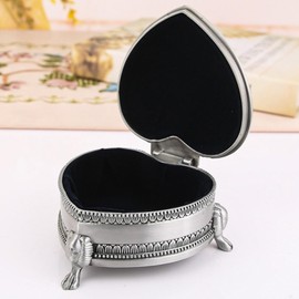 Antique Heart Shape Jewelry Box, Vintage Jewellery Box Ring Small Trinket Vintage Trinket Organizer for Rings Earrings