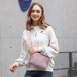 APHISON Small Crossbody Bags for Women, Triple Zip Vegan Leather Crossbody Purse Shoulder Handbags with Adjustable Strap