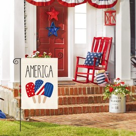 AVOIN colorlife American Stars and Stripes Popsicle Garden Flag Double Sided Outside, USA Patriotic 4th of July Independence Memorial Day Yard Outdoor Decoration 12.5 x 18 Inch