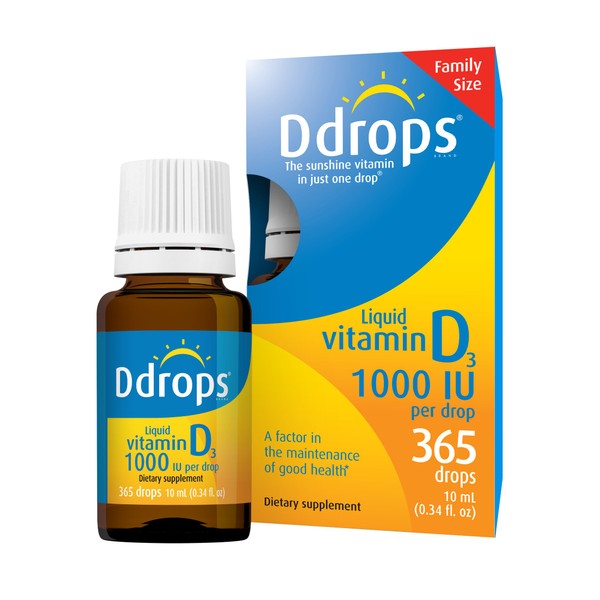 Ddrops Adults 1000IU 365 Drops - Liquid Vitamin D3 Supplement,
