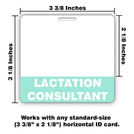 Lactation Consultant Badge Buddy – Horizontal LC ID Tag with Light Green Bar – Double-Sided Medical Badge for Hospital & Clinic Staff
