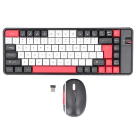 Keyboard and Mouse Combo 84 Keys QWERTY Layout USB Receiver Bluetooth Contrast Color Keyboard Mouse Set for Office Travel Red