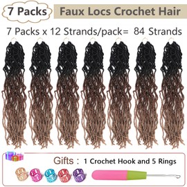 Ombre Faux Locs Crochet Hair Soft Locs 26 Inch 7 Packs Crochet Locs Natural Long Locs Crochet Hair For Women Synthetic Pre looped Crochet Braids (26 Inch (Pack of 7), 1B/30/27)