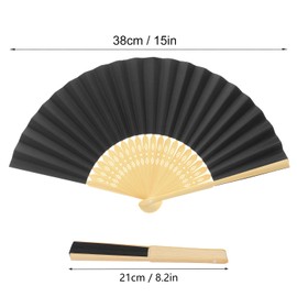 kukmakri 50 PCS Black Paper Hand Fans with Clear Bags - Handheld Folded Fans, Folded Hand Fan, Decorative Paper Hand Fans, Ideal for Weddings & Home Décor
