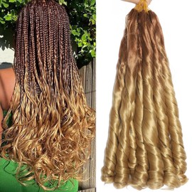 French Curl Braiding Hair 22 Inch 8 Packs Curly Braiding Hair Pre Stretched French Curl Crochet Braids extensions for braiding (OT30/27, 22 Inch (Pack of 8))