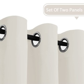 H.VERSAILTEX Room Darkening Curtains for Living Room Light Reducing Thermal Insulated Window Treatment Panels/Drapes Grommet Top 2 Panels (Ivory - 52 x 96 Inches)