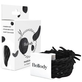 Bellody® Original Hair Bobbles - Stylish Braided Hair Bobbles with Strong Hold (Pack of 4 - Classic Black)