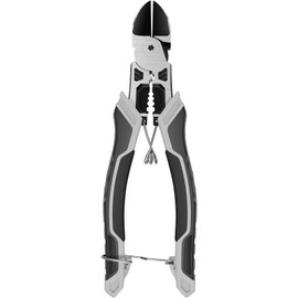 Diagonal Pliers 7.5inch Multifunctional Wire Cutting Plier Anti-Slip Wire Stripper and Crimper Plier Diagonal Side Cutting Pliers with Safety Lock Cable Cutter for Cutting Crimping(Black gray)