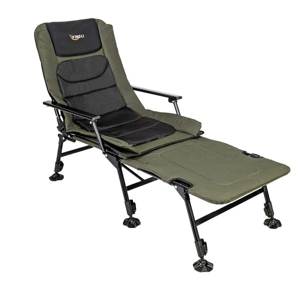 VINGLI Oversized Fishing Chair with Footrest Heavy Duty Support 440 LBS, 160° Freely Adjustable Reclining Folding Chairs, Lounge Travel Outdoor Seat with High Back for Fishing Camping or Leisure