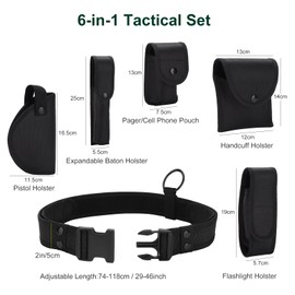 abcGoodefg 6 in 1 Black Utility Belt Tactical Police Belts with Pouch Men/Women Security Belt Law Enforcement Duty Belt Costume Belt (6 PCS, Black)