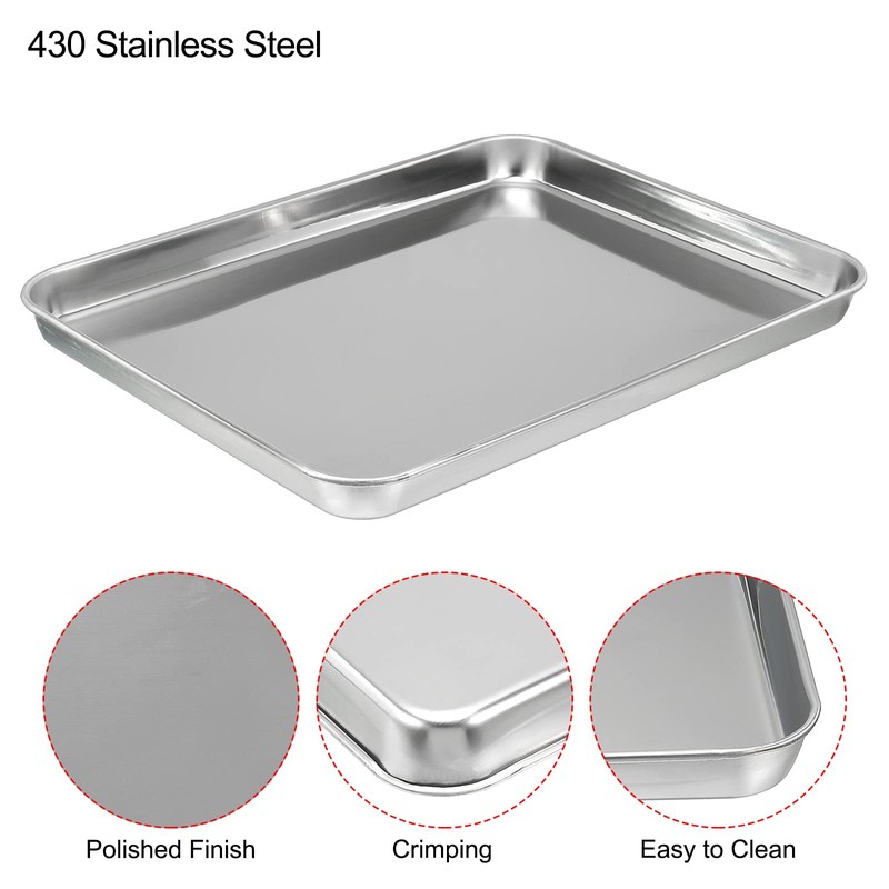 PATIKIL 430 Stainless Steel Tray, 31x24cm Rectangular Flat Type Lab