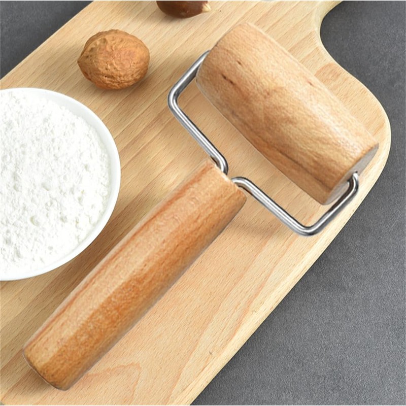 WELANGBN Small Rolling Pin, Wooden Dough Roller, Non-Stick Pizza Roller,