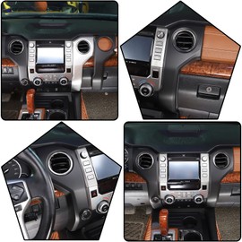 Center Console Air Vent Outlet Cover Trim Compatible with Toyot@ Tundra 2014-2021 ABS Matt black Center Console A/C Panel Trim Cover Air Outlet Vent Panel Protection Cover Decorative (Not Fit RHD)