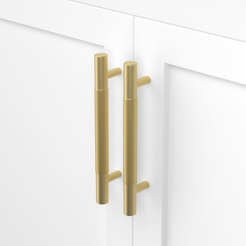 LONTAN 2 Pack Gold Handles for Cupboards 128mm Hole Centers