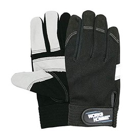 Uni-World 3760 Synthetic Leather Gloves, Pigskin Padding, Fiber Crest / 1 Pair, Color: Black, Size: M