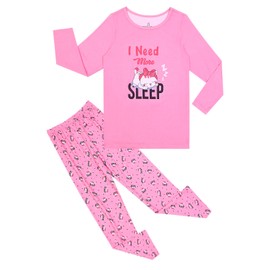 Jxstar Long Sleeve Pajamas for Girls Kids Pink Cat Pj Sets Winter Sleepwear,Size 10 11