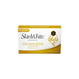 SkinWhite Whitening Glutathione + Vitamin C Soap 90g whitens in 5 days for face and body, Anti - bacterial formula. 2X more Glutathione.