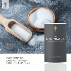 Natural Stone Salt • 100% German Original Stone Salt (Natural, Untreated) • Pure Natural from German Primal Sea • No Release Agents & Bleach • No Iodine • No Fluoride