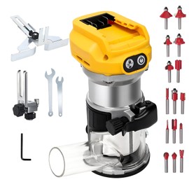 Kabellose Power Router Holzbearbeitung für Dewalt Akku, 800W 30000RPM Cordless Compact Wood Router with Trim Router Bits, Edge Guide for Woodworking DIY Project