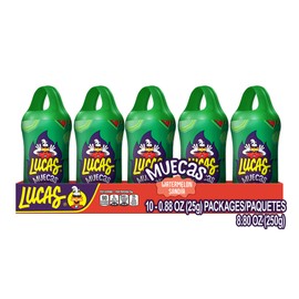 Lucas Muecas Lollipop Watermelon Flavor Candy, 0.96oz - 10 Pieces Pack for Treats, Snack, Parties, Piñatas