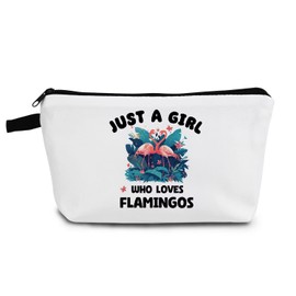 YULUENZE Flamingo Christmas Birthday Gifts Funny Flamingo Makeup Bag Zipper Pouch Just Love Flamingos Gifts for Women Flamingo Lovers Friends SIsters