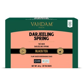 VAHDAM, Tè Darjeeling in foglia intera, 30 bustine piramidali. Primo raccolto 100% puro dall'India