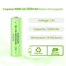 Fuspower Ni-MH AA Rechargeable Batteries AA 1.2V 1200mAh Nimh Rechargeable Batteries for Solar Lights, Recharge up to 1000 Times (8 Count (Pack of 1))