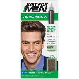 Just for men Original Formula Light Medium Brown Hair Colour Restores The Original Colour For A Natural Look - H30