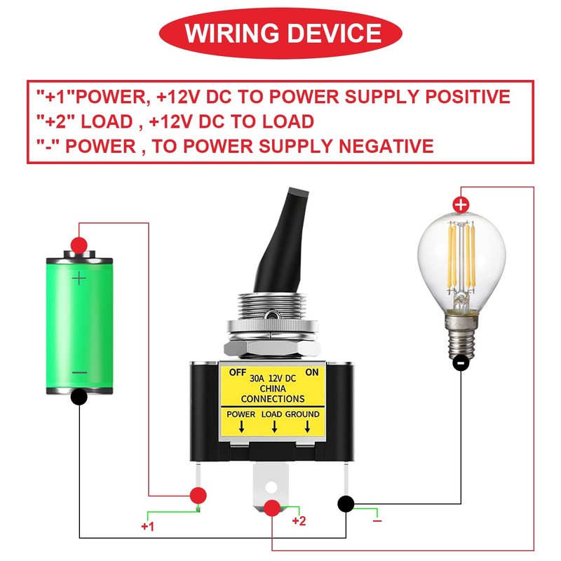 MKBKLLJY 2pcs Illuminated Toggle Switch DC 12V 30A SPST 3