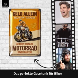 LANOLU Tin Sign Retro Motorcycle Decoration - Motorcycle Gifts for Men and Bikers - Funny Sayings Sign for Workshop and Garage - Decorative Vintage Metal Sign with Curvature 20 x 30 cm