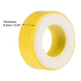 sourcing map Ferrite Ring Iron Force Toroid Core Yellow White 8.2 x 15.5 x 6.2 mm Pack of 50