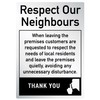 Leave Premises Quietly Polite Notice Sign Pub Bar Restaurant Brushed