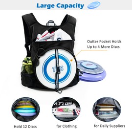 VIGEGARI Disc Golf Bag - Frisbee Disc Golf Backpack Compatible with TOSY Flying Disc Golf Storage with Disc Golf Towel - Disc Golf Backpack （Bag Only