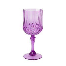 Balsa Circle 6 Disposable 8 oz Transparent Purple Crystal Cut Goblets Plastic Wine Glasses Wedding Party Events Reception Home